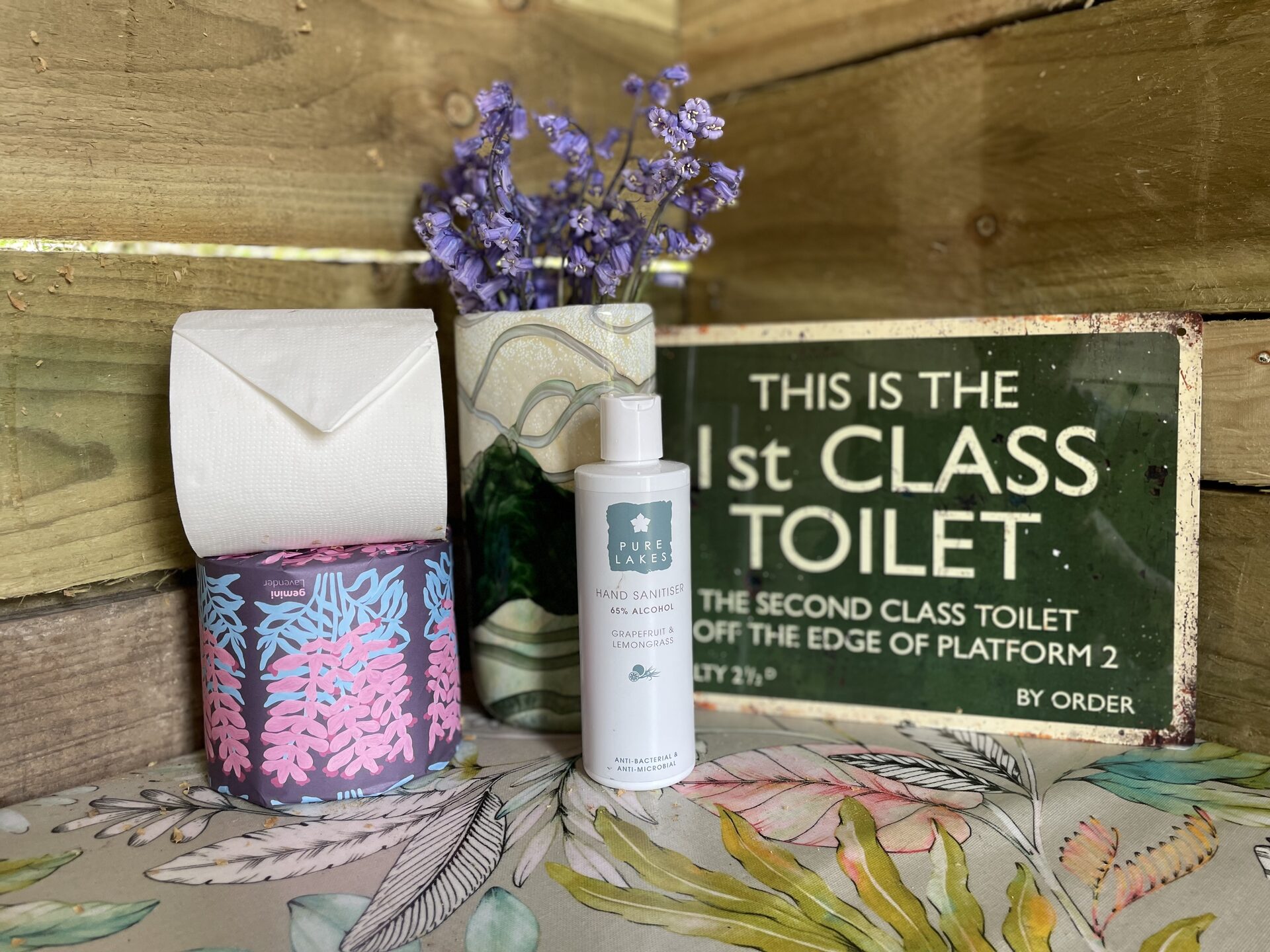 Pure Lakes hand wash with lavender arrangement